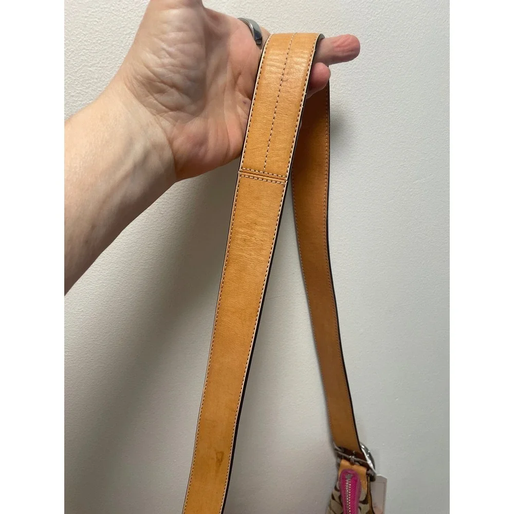 Coach Vintage Duffle Bag Signature Monogram Pink Suede Trim Tassel 9362